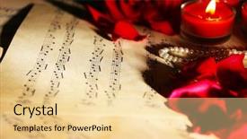  Presentation with music sheets - Colorful presentation theme enhanced with roses with candlelight on music backdrop and a blonde colored foreground