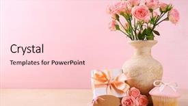  Presentation with pink roses - PPT layouts featuring roses with cupcake on pink background and a lemonade colored foreground