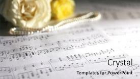  Presentation with music sheets - PPT layouts with roses with pearls on music background and a light gray colored foreground