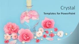  Presentation with natural skincare - PPT theme featuring rosewater-for-skincare-with-rose background and a light blue colored foreground