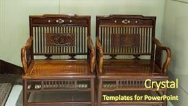  Presentation with antique wood furniture - Colorful presentation design enhanced with rosewood - chinese antique style furniture chair backdrop and a tawny brown colored foreground