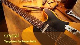  Presentation with single color - Audience pleasing slide deck consisting of rosewood - guitar on guitar repair desk backdrop and a tawny brown colored foreground