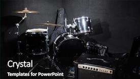  Presentation with club - Slides enhanced with rosewood - set of musical instruments background and a black colored foreground