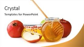  Presentation with rosh hashanah - Beautiful theme featuring rosh hashanah - aromatic honey in jars backdrop and a white colored foreground