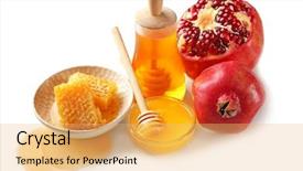  Presentation with crude palm fruit - Slide set consisting of rosh hashanah - composition with aromatic honey background and a yellow colored foreground