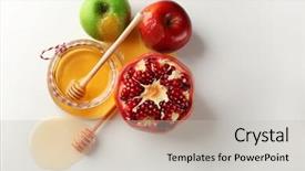  Presentation with honey - Amazing slide deck having rosh hashanah - composition with aromatic honey backdrop and a light gray colored foreground