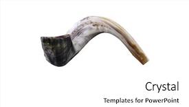  Presentation with jewish - Beautiful theme featuring rosh hashanah - jewish small horn shofar isolated backdrop and a white colored foreground