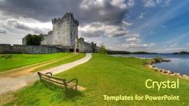 Presentation with killarney - PPT theme featuring rosses - ross castle with empty bench background and a tawny brown colored foreground