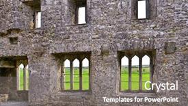  Presentation with ireland rivers - PPT theme consisting of rosses - ross errily abbey ireland background and a  colored foreground