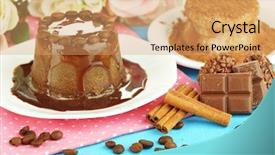  Presentation with cake - Colorful presentation theme enhanced with rosses - yummy chocolate cake close-up backdrop and a  colored foreground