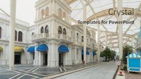  Presentation with macau - PPT theme consisting of rossio-square-building-in-fisherman background and a mint green colored foreground