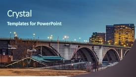  Presentation with key - Colorful PPT theme enhanced with rosslyn skyscrapers at dusk washington backdrop and a ocean colored foreground