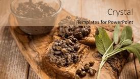  Presentation with appetizer - Slide set with rostini-with-capers-traditional-tuscany background and a coral colored foreground