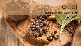  Presentation with appetizer - Presentation design having rostini-with-capers-traditional-tuscany background and a  colored foreground