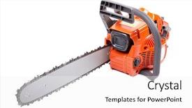  Presentation with chain - PPT theme consisting of rotary equipments - orange chain saw background and a white colored foreground