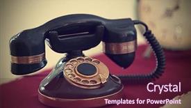  Presentation with red telephone - Slide deck with rotary equipments - vintage telephone on red table background and a tawny brown colored foreground