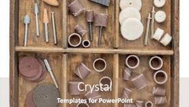  Presentation with rustic - PPT theme featuring rotary-tool-accessories-in-wooden background and a violet colored foreground