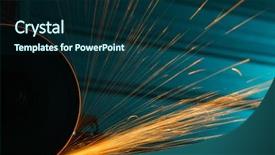  Presentation with math angle - Beautiful presentation theme featuring manufacturing close up disk - angle grinder with bright sparkles backdrop and a navy blue colored foreground