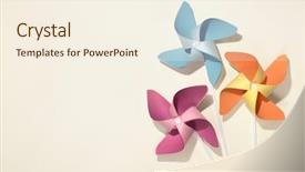  Presentation with yellow - Audience pleasing PPT layouts consisting of twirl - colorful pinwheels on yellow background backdrop and a cream colored foreground