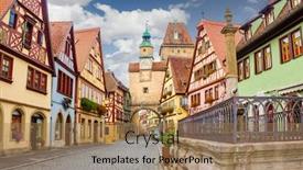  Presentation with traditional - Presentation design consisting of rothenburg-ob-der-tauber-famous background and a coral colored foreground