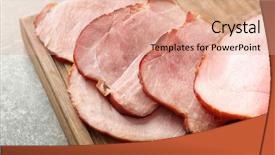  Presentation with wooden - PPT layouts having roti - delicious sliced baked ham background and a coral colored foreground