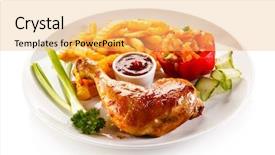  Presentation with grilled chicken - Amazing theme having roti - grilled chicken legs with chips backdrop and a yellow colored foreground