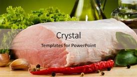  Presentation with porc chalk board - Audience pleasing PPT theme consisting of roti - raw pork on cutting board backdrop and a lemonade colored foreground