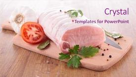  Presentation with raw meat - Presentation design enhanced with roti - raw roast meat background and a sky blue colored foreground