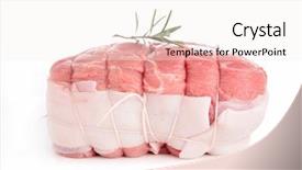  Presentation with veal - Cool new PPT theme with roti - raw veal meat backdrop and a sky blue colored foreground