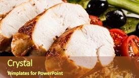  Presentation with chicken - Amazing slides having roti - roast chicken fillet and vegetables backdrop and a tawny brown colored foreground