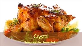  Presentation with roasted chicken - Amazing slide deck having roti - roasted chicken and vegetables backdrop and a tawny brown colored foreground