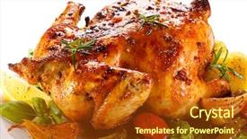  Presentation with roasted chicken - Colorful PPT theme enhanced with roti - roasted chicken and vegetables backdrop and a tawny brown colored foreground