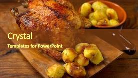  Presentation with roasted chicken - Presentation theme featuring roti - roasted chicken with potatoes background and a tawny brown colored foreground