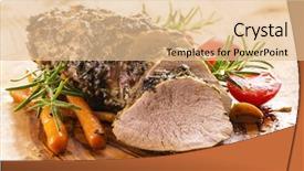  Presentation with veal - Beautiful presentation featuring roti - veal roast with vegetables backdrop and a lemonade colored foreground