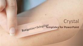  Presentation with parkinson disease - Slide set consisting of rotigotineselegiline-combination-therapy-for-parkinson background and a lemonade colored foreground