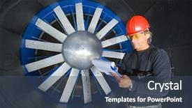  Presentation with rotor - Audience pleasing presentation design consisting of rotor of a wind tunnel backdrop and a ocean colored foreground