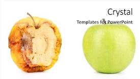  Presentation with apple - Beautiful PPT theme featuring rotten apple and fresh apple backdrop and a white colored foreground