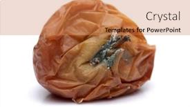  Presentation with apple - Theme having rotten-apple-closeup-isolated background and a coral colored foreground