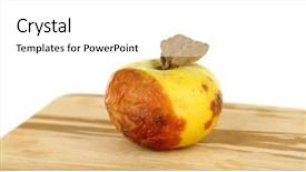  Presentation with apple - Presentation theme featuring rotten apple on wooden board background and a  colored foreground