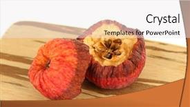  Presentation with wooden - Slide set having rotten apples on wooden board background and a  colored foreground