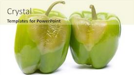  Presentation with white green - Slide set with rotten-green-bell-pepper-isolated background and a blonde colored foreground