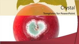  Presentation with peach and cherries - Slide deck enhanced with rotten peach on a white background and a yellow colored foreground