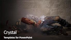  Presentation with human rights concept chained man - Presentation design with rotteness bones - bloodstained man chained with blood background and a wine colored foreground