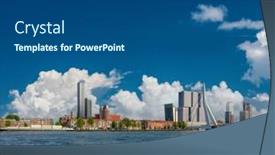  Presentation with erasmus - PPT theme with rotterdam-city-cityscape-skyline background and a dark gray colored foreground