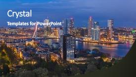  Presentation with view of rotterdam city - Cool new presentation design with rotterdam cityscape - netherlands - architecture background backdrop and a teal colored foreground