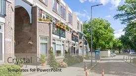  Presentation with dam - Presentation theme consisting of rotterdam-netherlands-august-10-2016 background and a mint green colored foreground