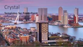  Presentation with skyline - Slide deck enhanced with rotterdam-netherlands-city-skyline-over background and a light blue colored foreground