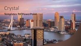  Presentation with skyline - Presentation with rotterdam-netherlands-city-skyline-over background and a coral colored foreground