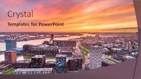  Presentation with skyline - Colorful slide deck enhanced with rotterdam-netherlands-city-skyline backdrop and a coral colored foreground