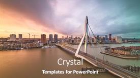  Presentation with skyline - Presentation theme enhanced with rotterdam-netherlands-city-skyline background and a tawny brown colored foreground